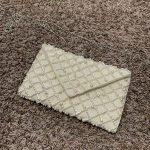 Lulu's Cream Beaded Crossbody Bag